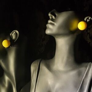 Bold Yellow Ball-Shaped Stud Silver Earrings